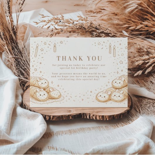 Holi Cannoli Sweet Bakery 1st Birthday Dankeskarte