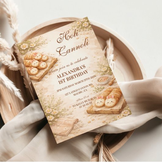 Holi Cannoli Whimsical Bakery 1st Birthday Einladung