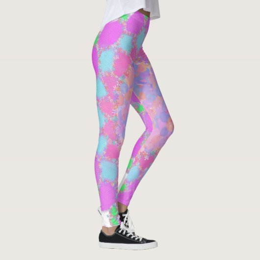 Holi Farbe splash Blumenrangoli Leggings (Rechts)