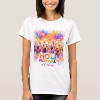 Holi Festival Crowd Celebration Watercolor Art T-Shirt