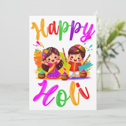 Holi Festival Greeting Feiertagskarte (Stehend Vorderseite)