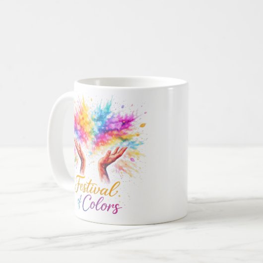 Holi Festival Hands Throwing Kaffeetasse (Vorderseite Links)