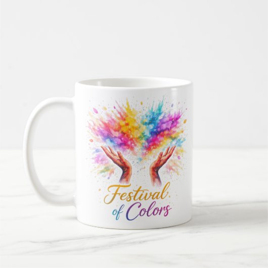 Holi Festival Hands Throwing Kaffeetasse (Links)