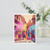 Holi Festival in Indien Vintag Postkarte (Stehend Vorderseite)