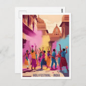 Holi Festival in Indien Vintag Postkarte (Vorne/Hinten)