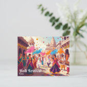 Holi-Festival, Indien Postkarte (Stehend Vorderseite)