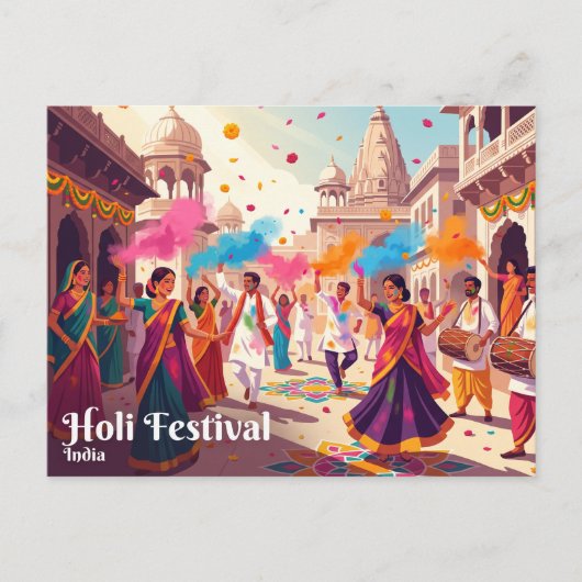 Holi-Festival, Indien Postkarte (Vorderseite)