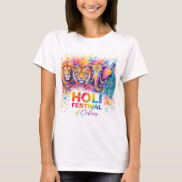 Holi Festival of Colors Wild Animals Watercolor T-Shirt