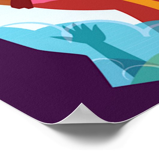 Holi Hai Painted Elephant in Crowd Poster (Ecke)