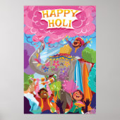 Holi Hai Painted Elephant in Crowd Poster (Vorne)