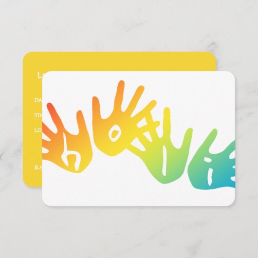 Holi Hände Einladung (Vorne/Hinten)