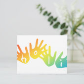 Holi Hände Postkarte (Stehend Vorderseite)
