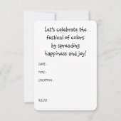 Holi Heart Festival von Liebe und Farbe Einladung (Rückseite)