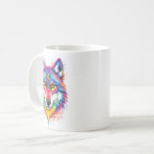 Holi Wolf Aquarell Tasse - Blau (Vorderseite Links)