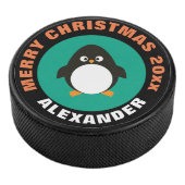 Holicay Ice Hockey Puck / Christmas Penguin Design (3/4)