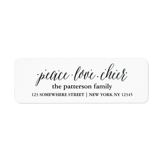 Holiday Address Label Peace Liebe Joy 1 (Vorne)