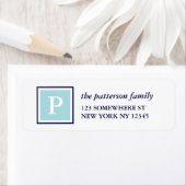 Holiday Address Label Square Monogram Navy (Insitu)