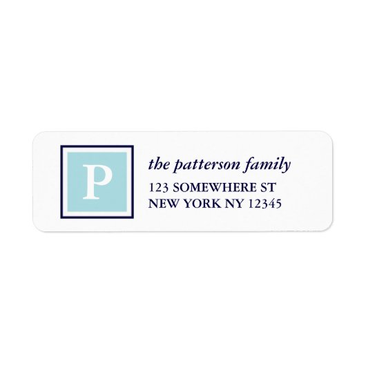 Holiday Address Label Square Monogram Navy (Vorne)