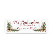 Holiday Address Label with Pine Branches and Bow (Vorne)