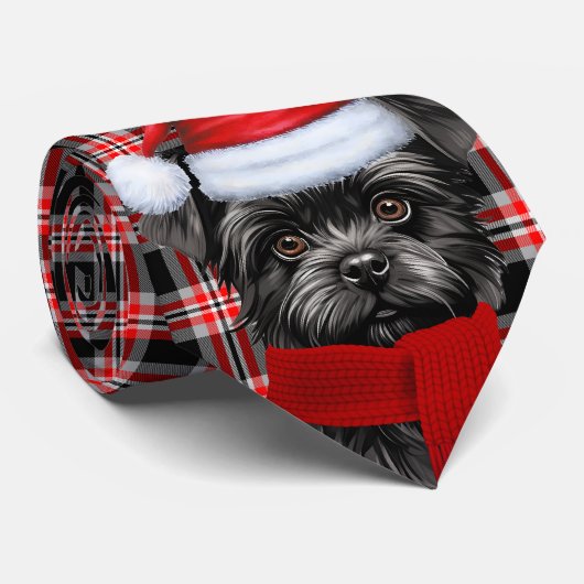 Holiday Affenpinscher Dog Karierte Weihnachten Krawatte (Gerollt)