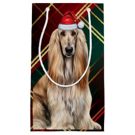 Holiday Afghan Hound Dog Holiday Plaid Christmas Kleine Geschenktüte