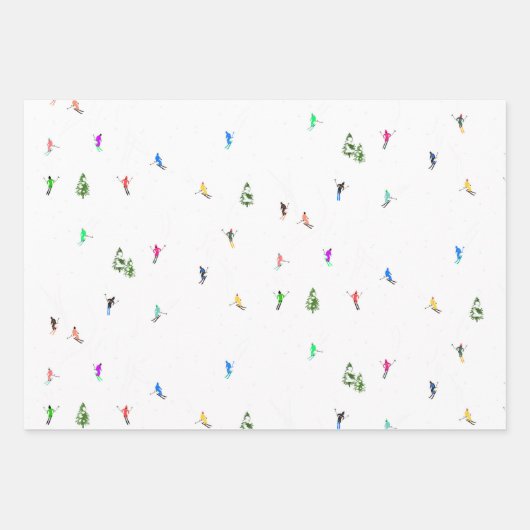 Holiday Alpine Skiern Skifahren Geschenkpapier Set (Vorderseite 3)