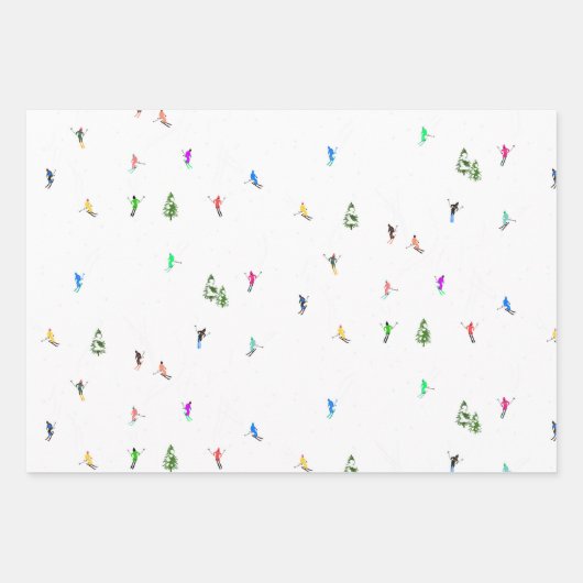 Holiday Alpine Skiern Skifahren Geschenkpapier Set (Vorderseite)