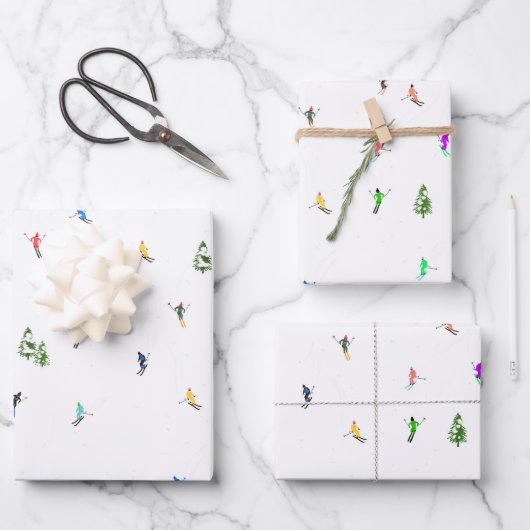 Holiday Alpine Skiern Skifahren Geschenkpapier Set (Vorderseite)