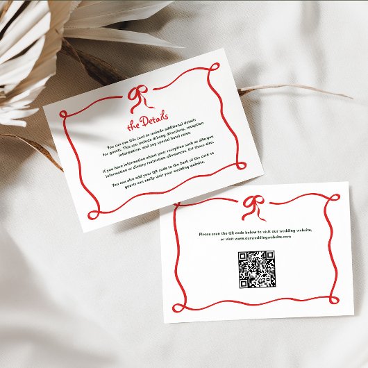 Holiday Amour | French Bow Wedding Details QR Code Begleitkarte