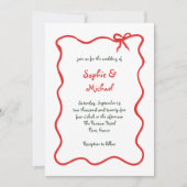 Holiday Amour | Illustrierte Französische Bow-Hoch Einladung (Vorderseite)