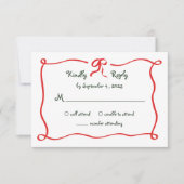 Holiday Amour | Illustrierte Französische Bow-Hoch RSVP Karte (Vorderseite)