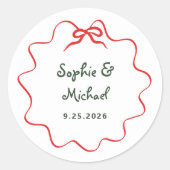 Holiday Amour | Illustrierte Französische Bow-Hoch Runder Aufkleber (Vorderseite)