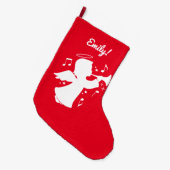 Holiday Angel blasing Trumpet Name individuell ein Großer Weihnachtsstrumpf (Vorderansicht (hängend))