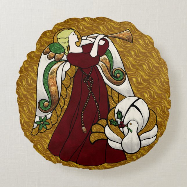 Holiday Angel Rundes Kissen (Vorderseite)