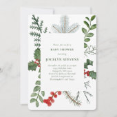 Holiday Baby Shower Einladung, Weihnachtskranz Einladung (Vorderseite)