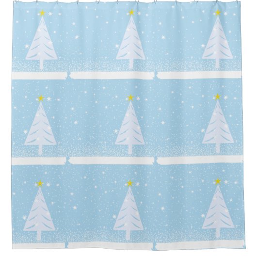 Holiday Bad Sets Tree & Schnee Duschvorhang (Vorderseite)