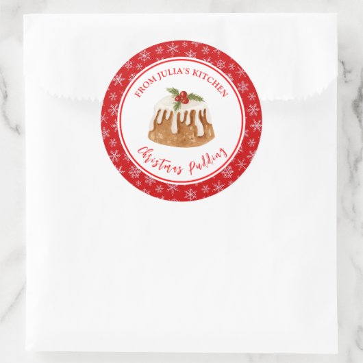 Holiday Baking Christmas Pudding Runder Aufkleber (Tasche)