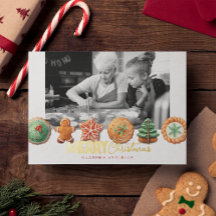 Holiday Baking Cookies Photo Christmas Foil Card
