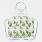 Holiday Baking Crew Christmas Trees Custom Name Schürze (Vorderseite)
