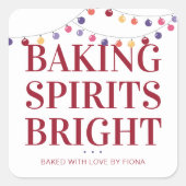 Holiday Baking Spirituosen Bright String Lights Quadratischer Aufkleber (Vorderseite)