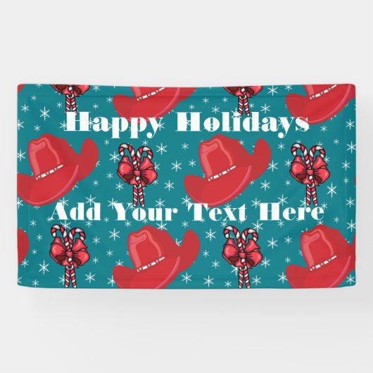 Holiday Banner Cowboy Hats und Candy Canes (Horizontal)