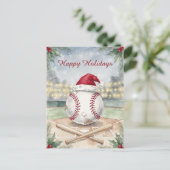 Holiday Baseball Christmas Cards Feiertagspostkarte (Stehend Vorderseite)