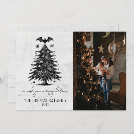 Holiday Bat Tree Feiertagskarte (Vorne/Hinten)