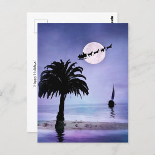 Holiday Beach Sailboat mit Santa Postkarte