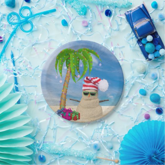 Holiday Beach Sand Man mit Palmen Pappteller (Party)