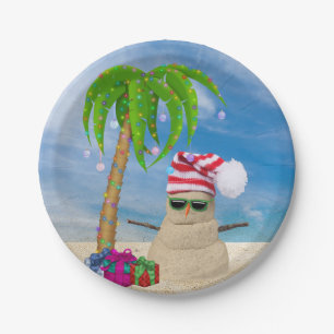 Holiday Beach Sand Man mit Palmen Pappteller