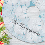 Holiday Beach Tropical Sand Dollar Turquoise  Polyester Weihnachtsbaumdecke<br><div class="desc">This design features a Christmas holiday beach tropical pattern, a coastal nautical sand dollar seashell, with a turquoise blue simple ocean sea, great for seaside Sealife seaside coastal living, a creative unique cool creative, a stylish trendy calligraphy script, a Christmas holiday beach house décor, a coastal seaside holiday home décor,...</div>