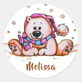 Holiday Bear Classic Round Sticker