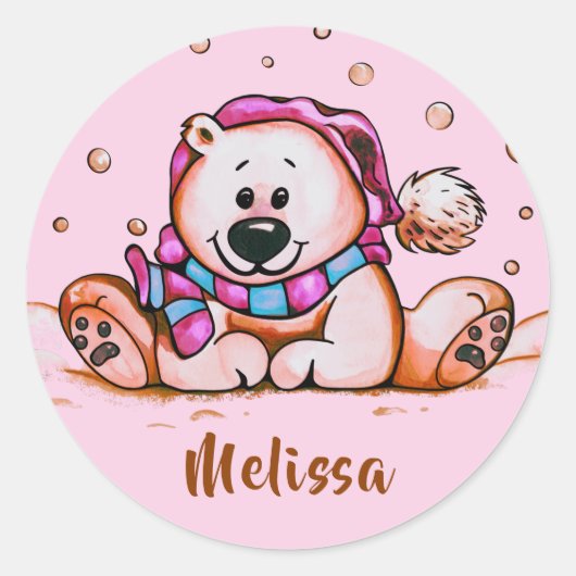 Holiday Bear Classic Round Sticker (Vorderseite)