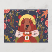 Holiday Bear Drinks Hot Cocoa Postkarte (Vorderseite)